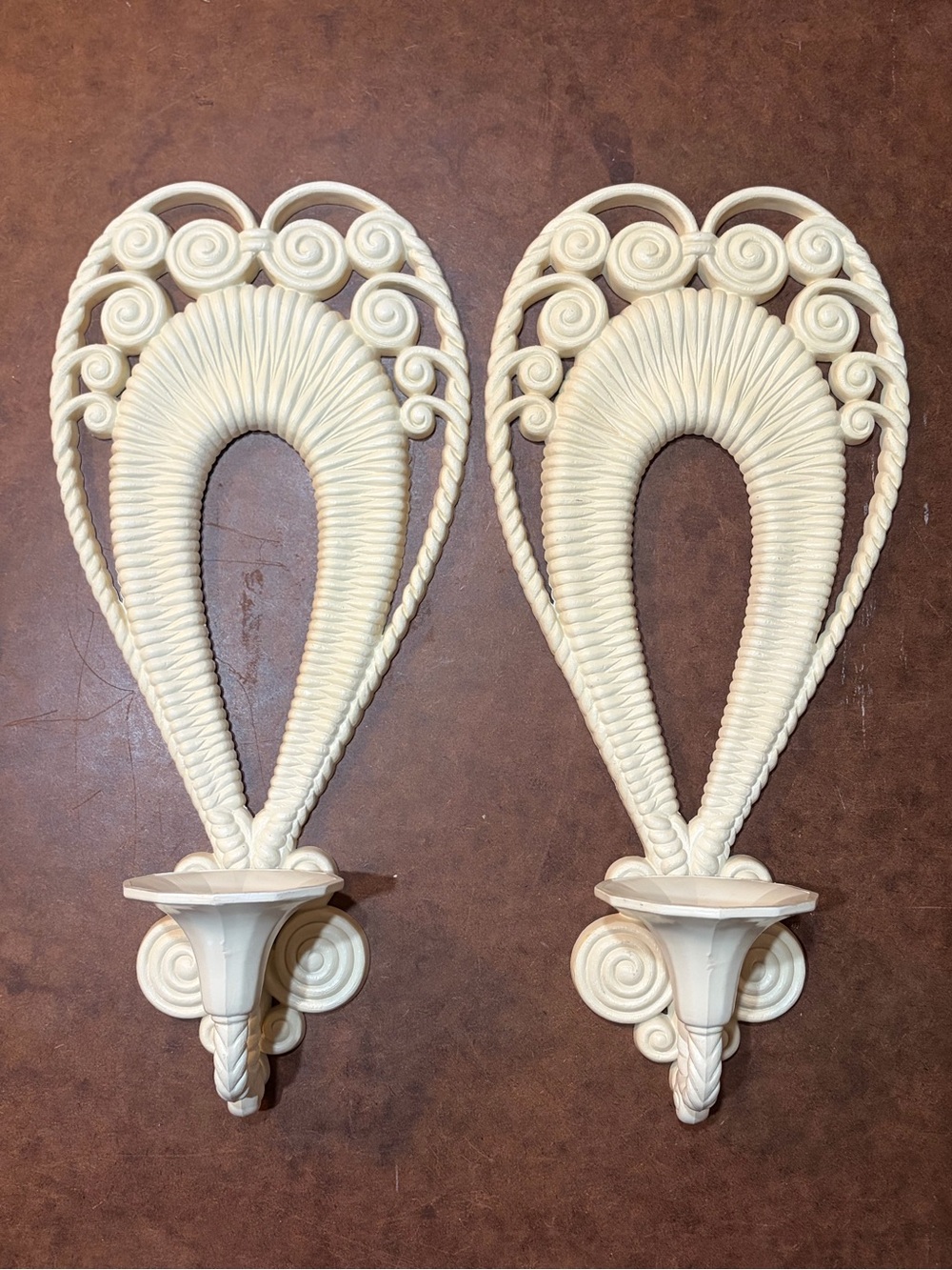 Vintage- 1975 Burwood Products Faux Wicker Wall Sconces